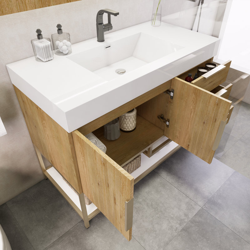 Meuble-lavabo simple 42 po Markwan, Chêne