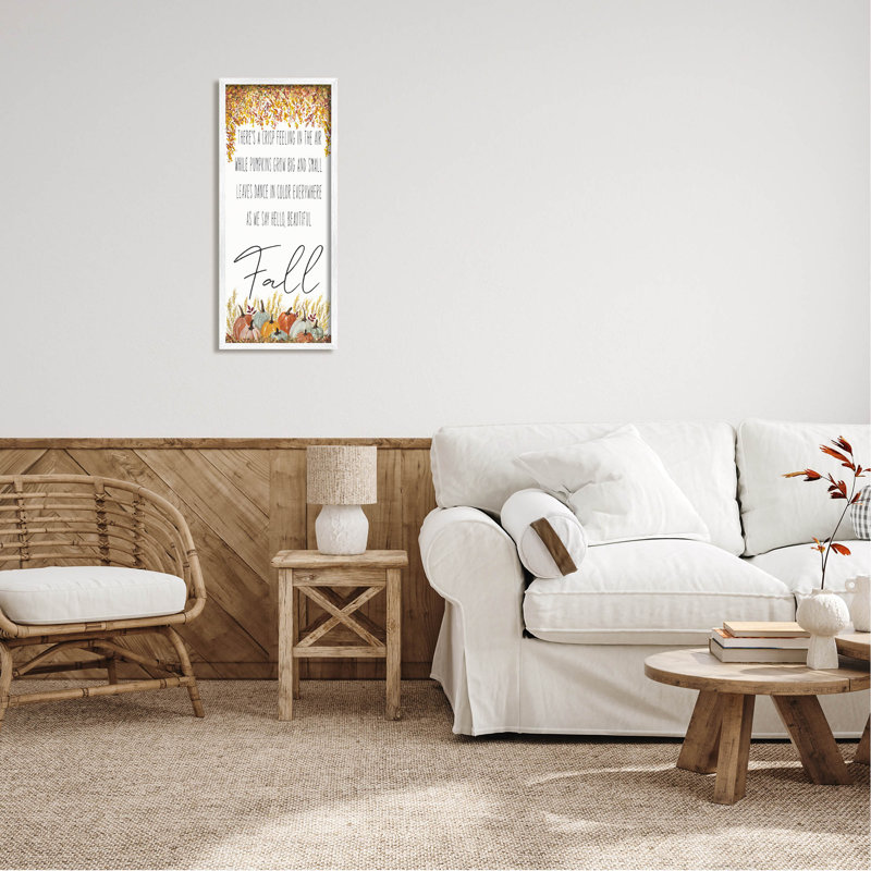 Autumnal Hello Beautiful Fall at-299, H 30 po x l 13 po x P 1,5 po, Giclée encadrée blanc bord de mer