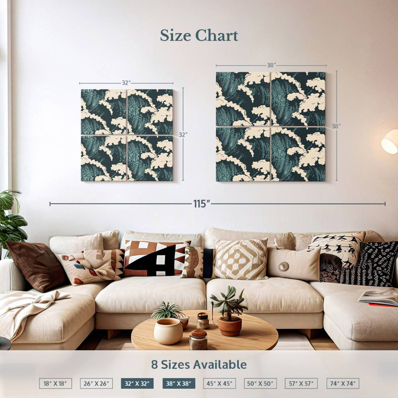 Kerner Waves Seamless Pattern, 38" H x 38" W