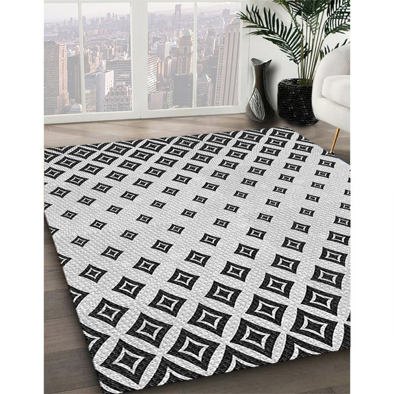 Tapis noir/blanc à motifs, Rectangle 7 pi x 10 pi