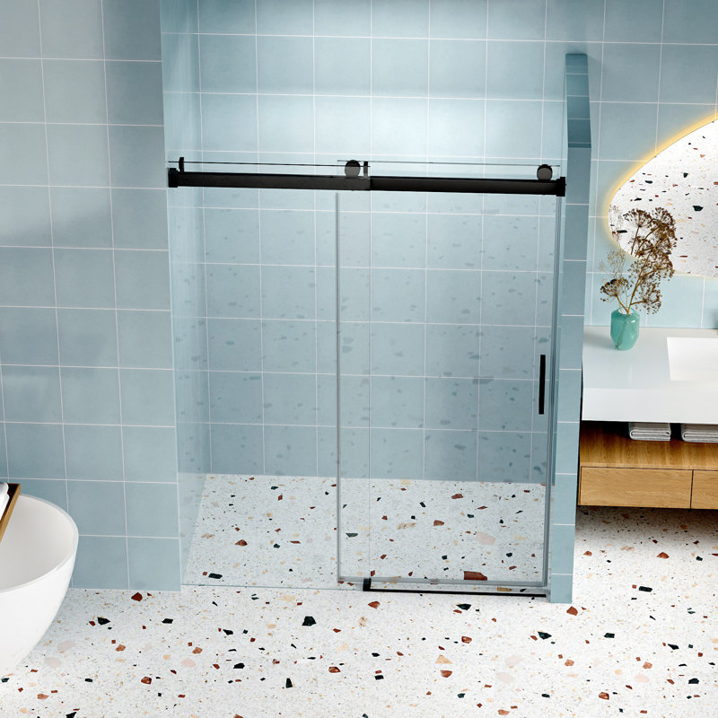 56" - 60" (W) X 76" (H) Frameless Soft-Closing Shower Door, 1/4" (6Mm) Tempered Glass Single Sliding With Explosion-Proof Coating