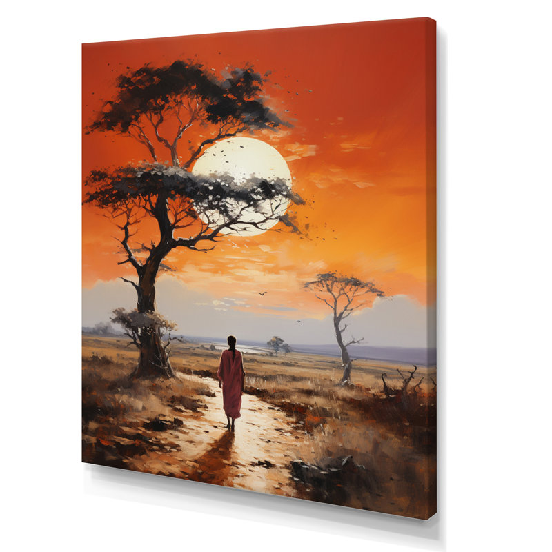 Baobab arbre paysage IV, H 40 po x l 30 po x P 1,5 po, Toile tendue