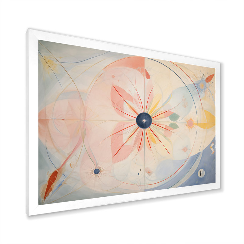 Cosmic naissance éclat rétro pastel - imprimé, Cadre simple blanc, H 16 po x l 32 po x P 1 po