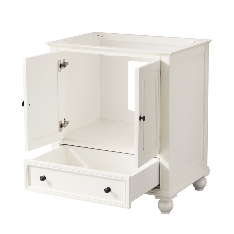 Thompson 31" Single Modern Bathroom Vanity Set, Carrera White, French White