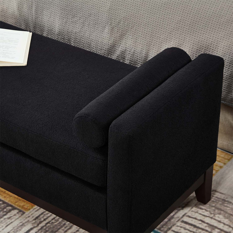 Élégant banc rembourré avec 2 coussins, Noir