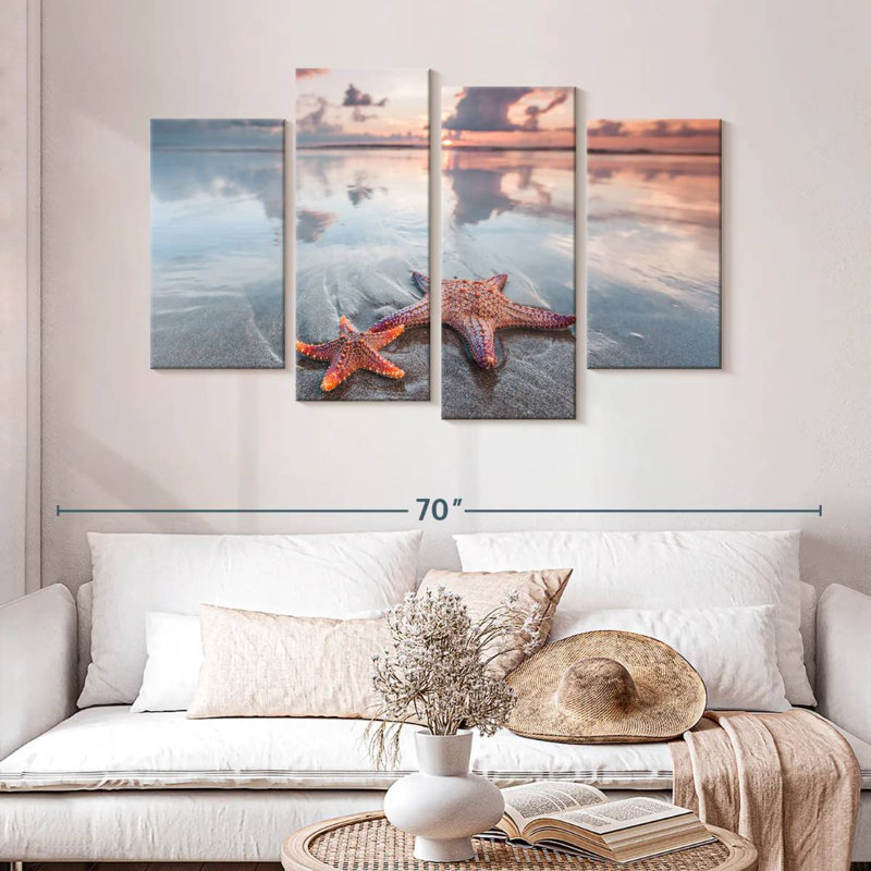 Paire d'étoiles de mer Brampt Beach, H 32 po x l 52 po