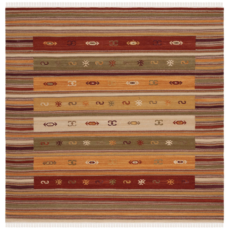 Bennett Hand Woven Wool Southwestern Rug, Square 7'
