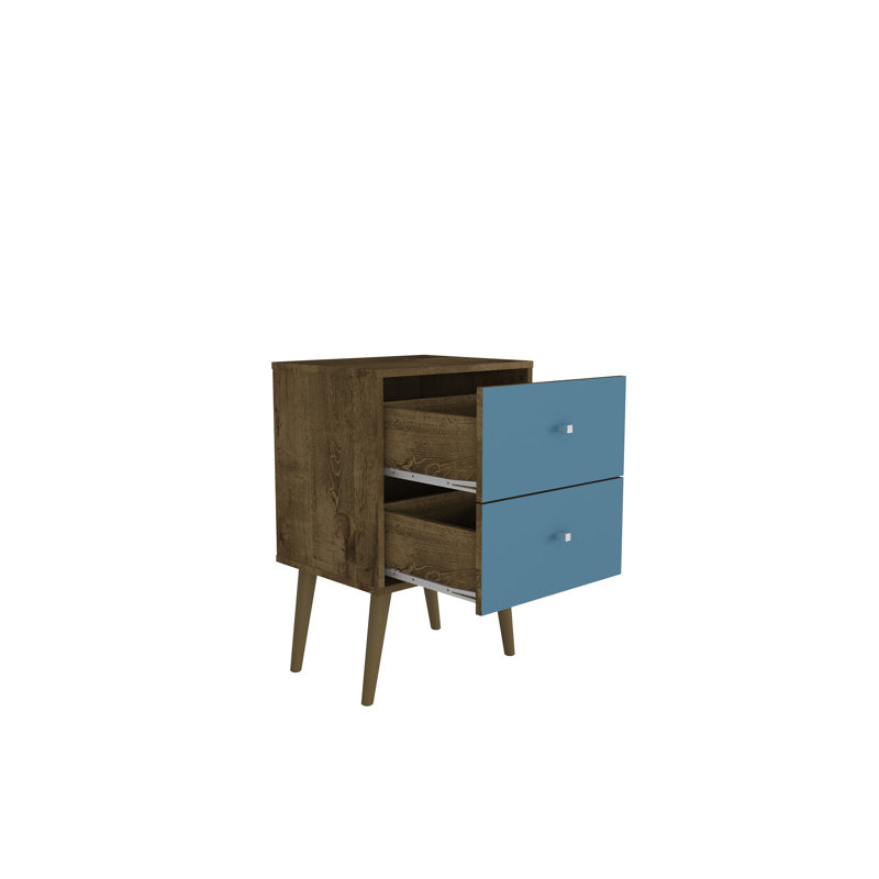 Darryl 17.72'' W Nightstand, Rustic Brown/Aqua Blue