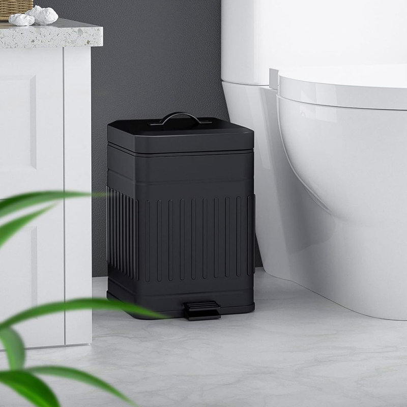 Steel Step On Kitchen Trash Can - 1.3 Gallons, Black