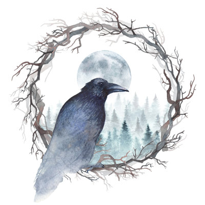 Raven In A Wreath - Wrapped Canvas Print