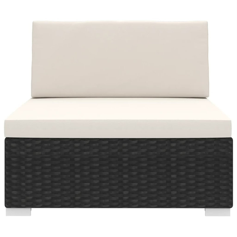 Polkville Patio Chair with Cushions, Black, Cream