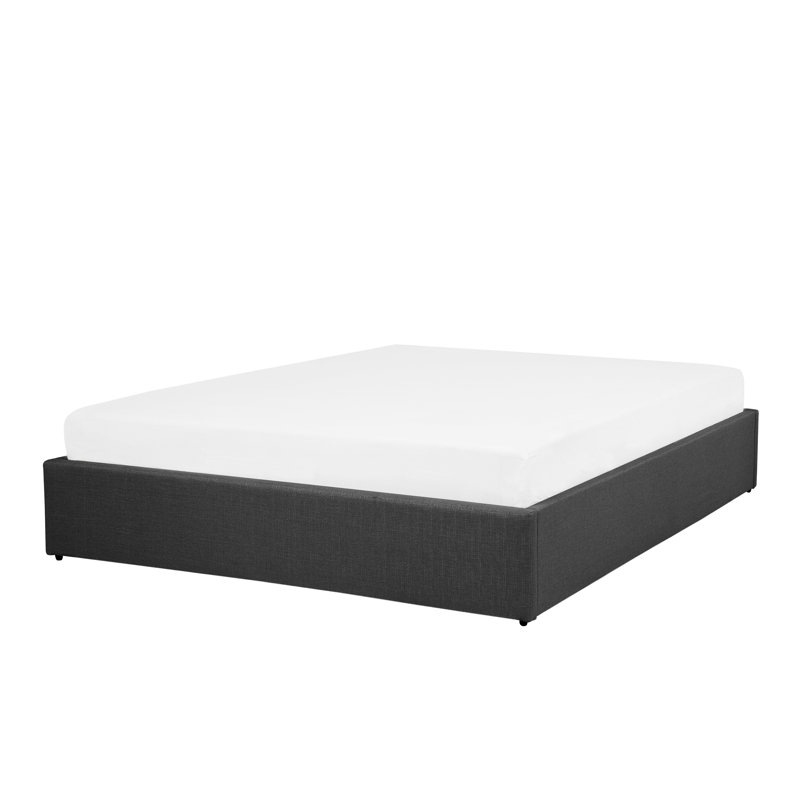 Amara Upholstered Linen Lift Up Storage Platform Bed, European Double (140 x 200 cm), Grey