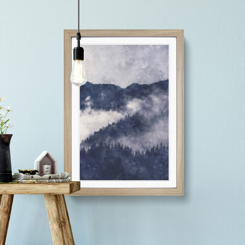 Waxing Moon over the Forest - Picture Frame Painting Print, Oak Framed, 87cm H x 62cm W x 2cm D