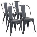Metal Stackable Side Chair, Armless Dining Chair, Indoor Outdoor Patio Chair