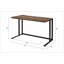 Bureaux, bureau d'écriture moderne avec port USB, H 30 po x l 47 po x P 24 po | Noyer et noir | Bois et métal