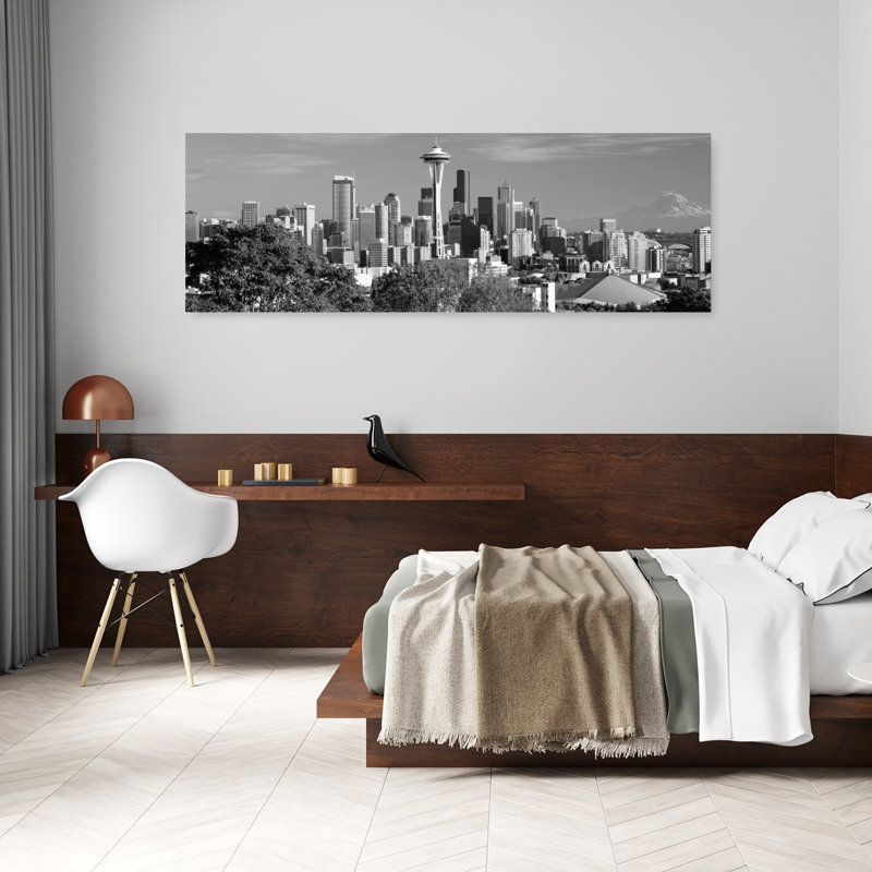 City viewed from Queen Anne Hill Space Needle Seattle King County Washington State USA 1 Piece Wrapped Canvas Panoramic Wall Art