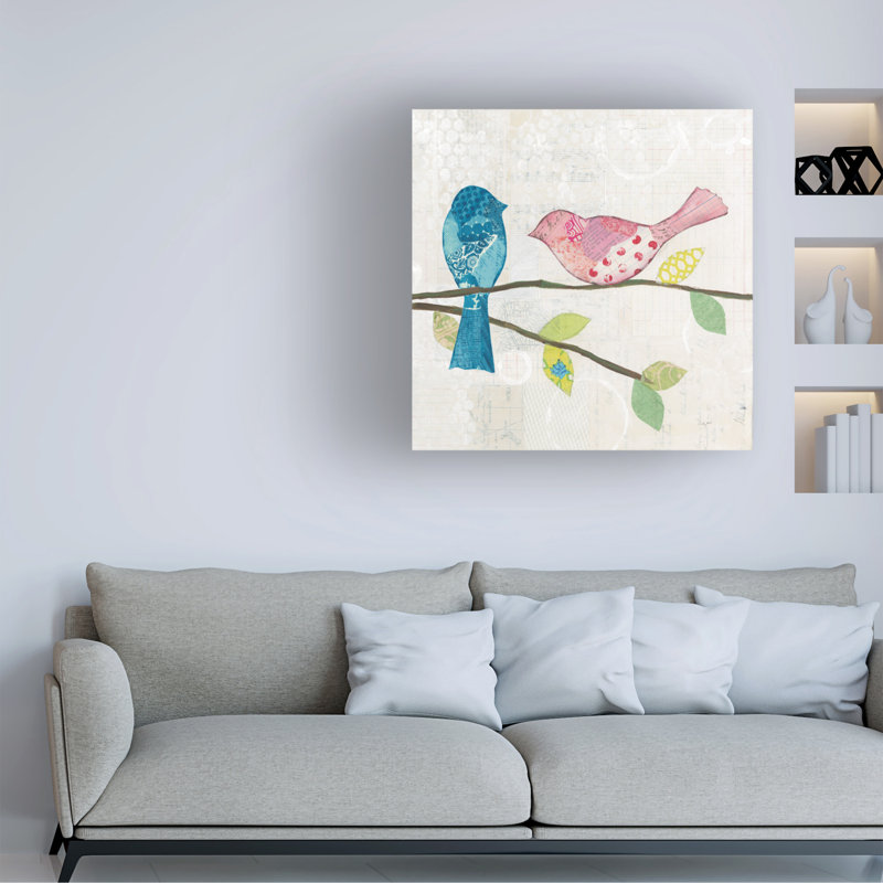 Emily Adams Blue and Pink Bird Quote Canvas Art, 14 x 14