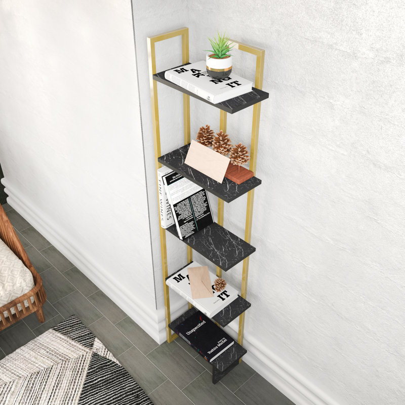 Neymar Corner Bookcase, Gold/Black
