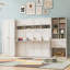 Lit escamotable double avec placard, tiroirs et tablettes-598038436-598038437
