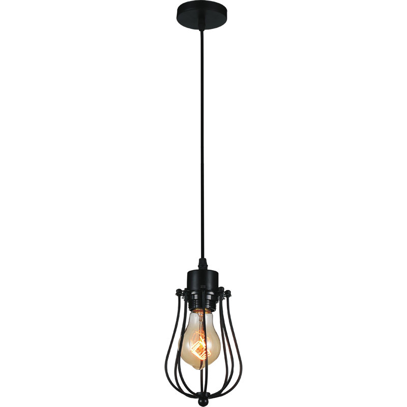 Mini-luminaire suspendu 1 lumière avec finition noire