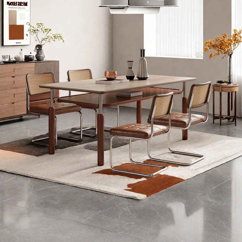 Table de salle à manger haut de gamme rétro, H 29,53 po x L 62,99 po x l 31,5 po