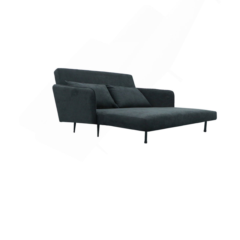 Causeuse convertible en tissu noir 61 po avec coussins