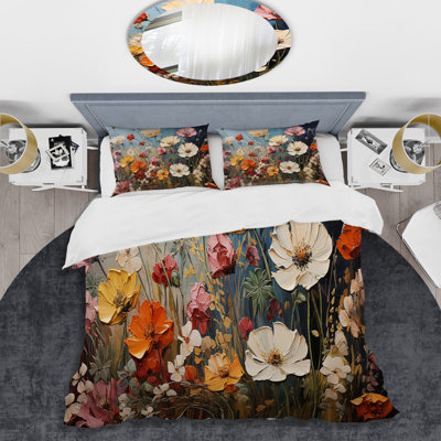 Ensemble de housse de couette Abstract Seasonal Flowers Watercolor I - Seasonal Flowers
