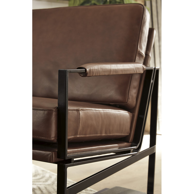 Malge Accent Chair, Brown Genuine Leather/Faux Leather