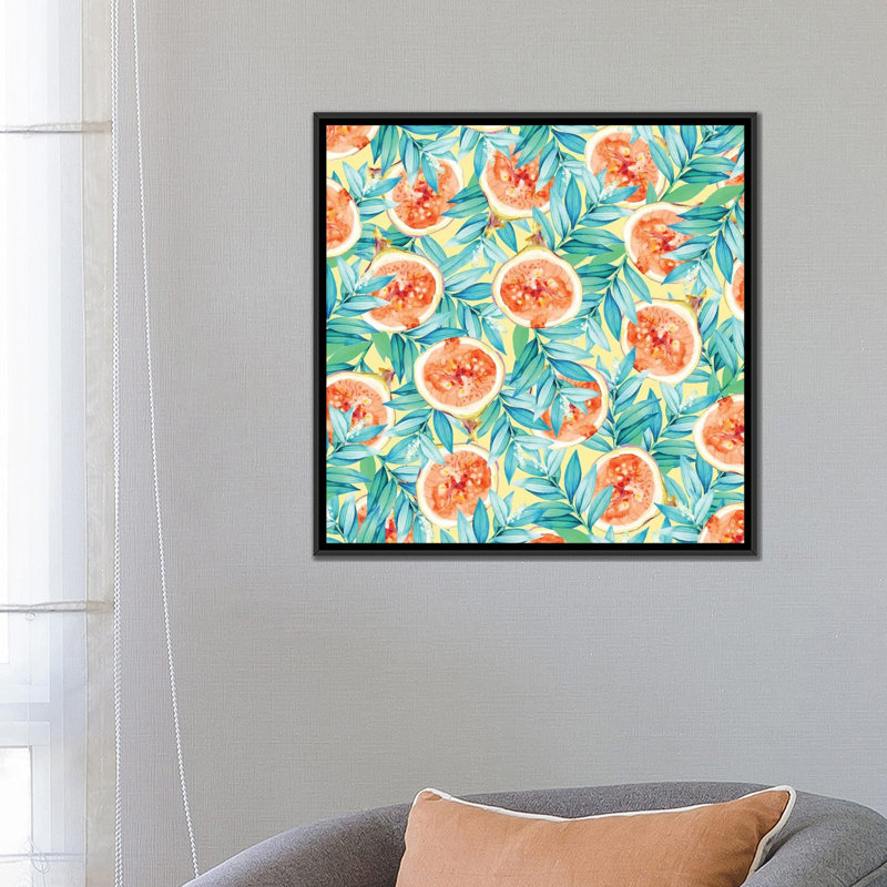 « figues », reproduction d’impression sur toile tendue, H 18 po x l 18 po x P 1,5 po, Toile avec cadre noir, Pas de tapis