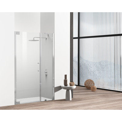 48 in. W x 72 in. H Pivot Frameless Shower Door with Clear Glass