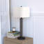Lampe de table haute de 29 po avec abat-jour en tissu Harlow en verre transparent / laiton / blanc-1684237238-1684220131
