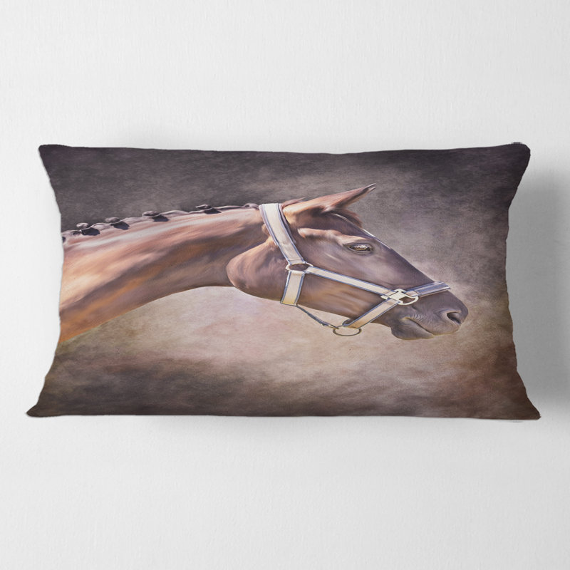 Portrait de cheval, housse de coussin rectangulaire et insert
