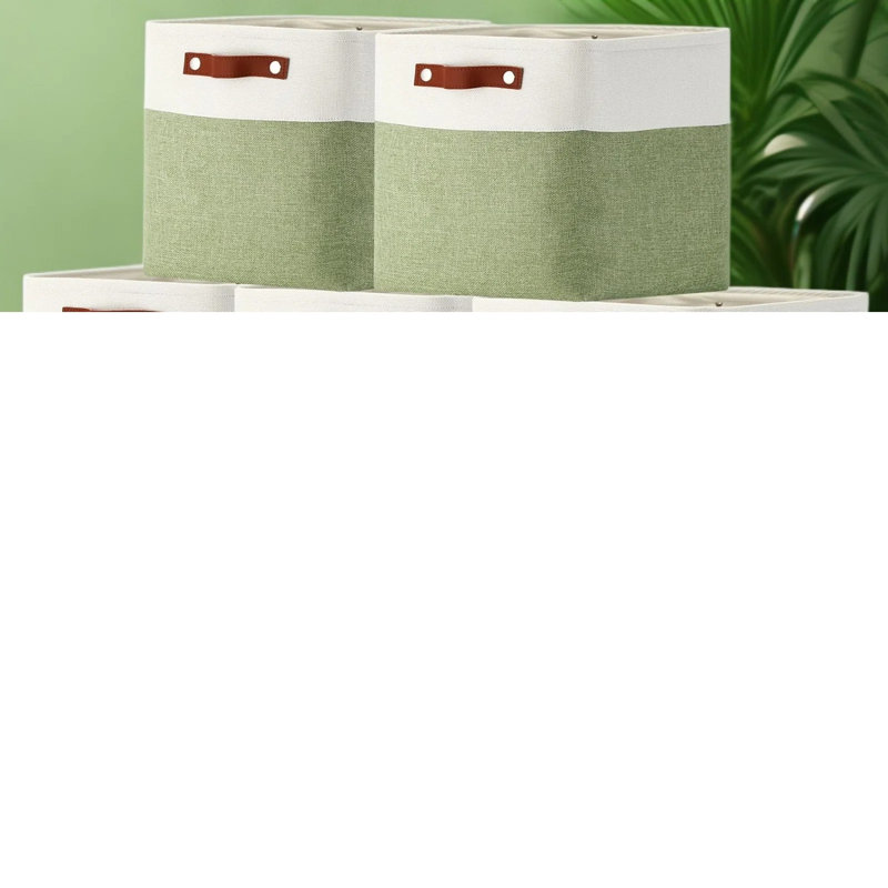 Paniers de rangement en tissu avec poignées, bacs de rangement pliables en lin pour étagères, placards et décoration intérieure, contenants pliables gain de place pour livres, vêtements et jouets