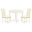 L'ensemble de 3 tables de salle à manger modernes comprend une table de cuisine ronde et 2 chaises de salle à manger Parson en tissu beige clair, 42 x 42 pouces, blanc lin-1203863629-1203863628