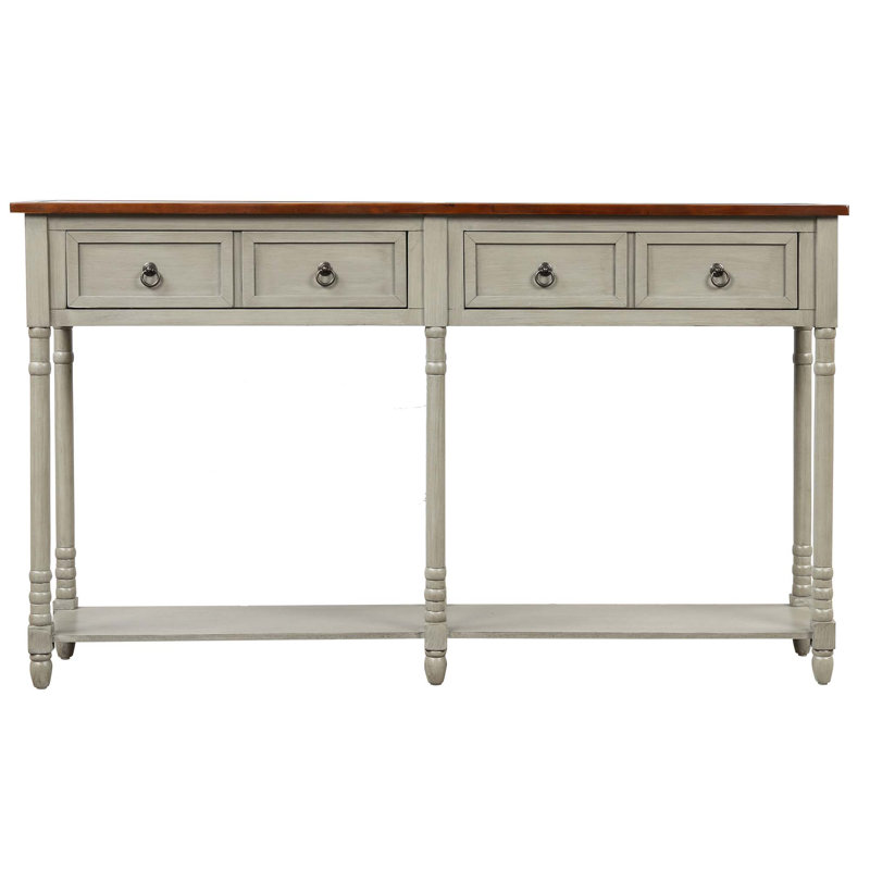 Ikard 58'' Console Table, Brown Top/Antique Gray Base