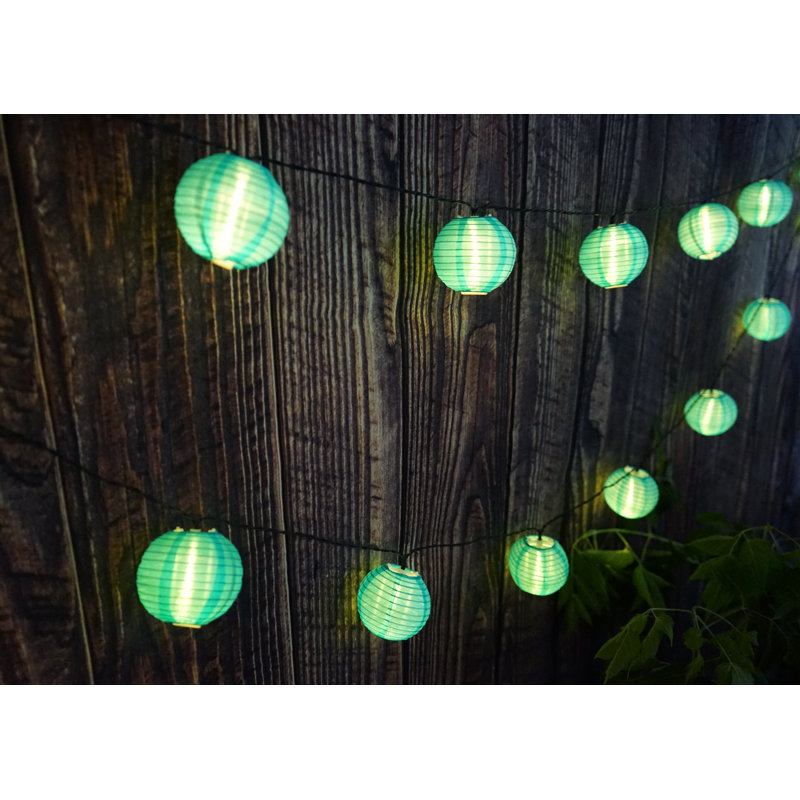 Outdoor 40 - Bulb 393.7'' Solar Powered LED Shaded String Light, Blue