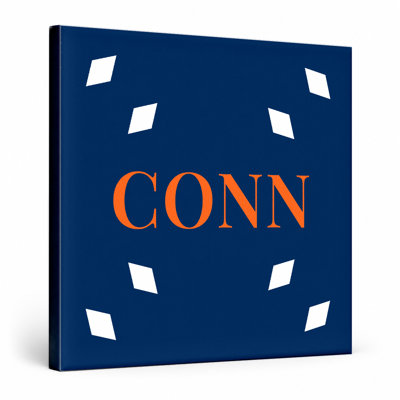 Connecticut Womens Basketball City Colors Luxury Diamond Monogram — White Blue Orange — Canvas Wall Art