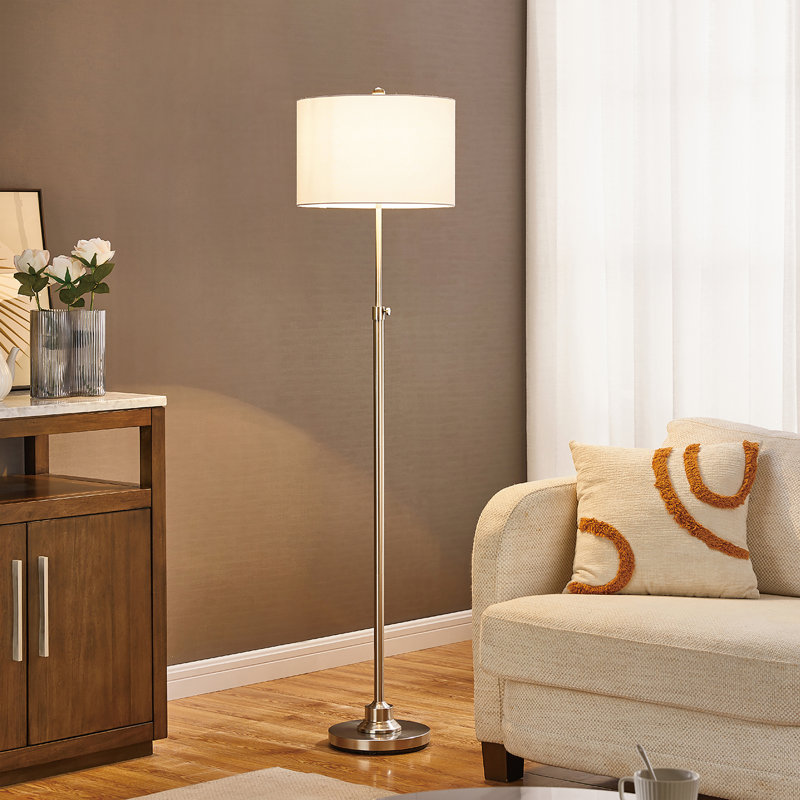 Lampe sur pied réglable traditionnelle 63,5 po Carmeline, Nickel brossé