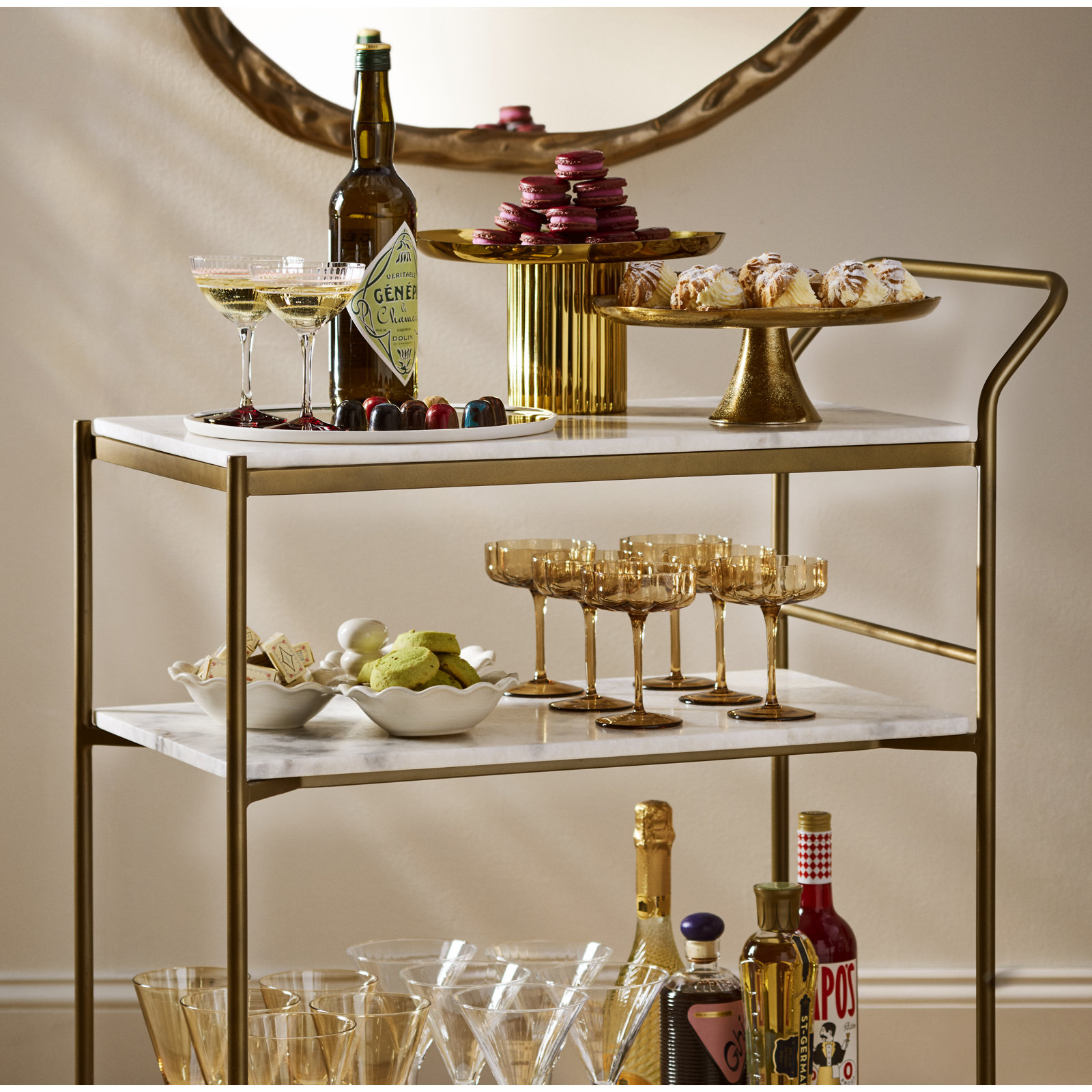 Latis Polished Stainless Steel Footed Cake Stand, Gold