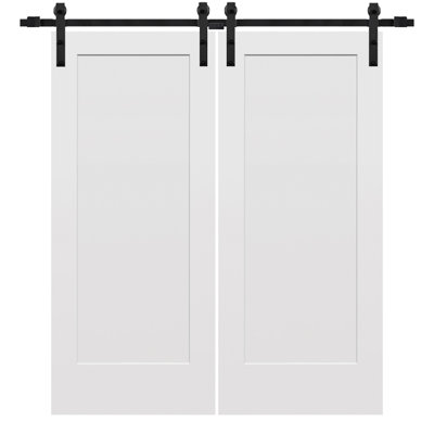 Molded Interior Door 80'' Solid + Manufactured Wood Paneled without Installation Hardware Kit Barn Door
