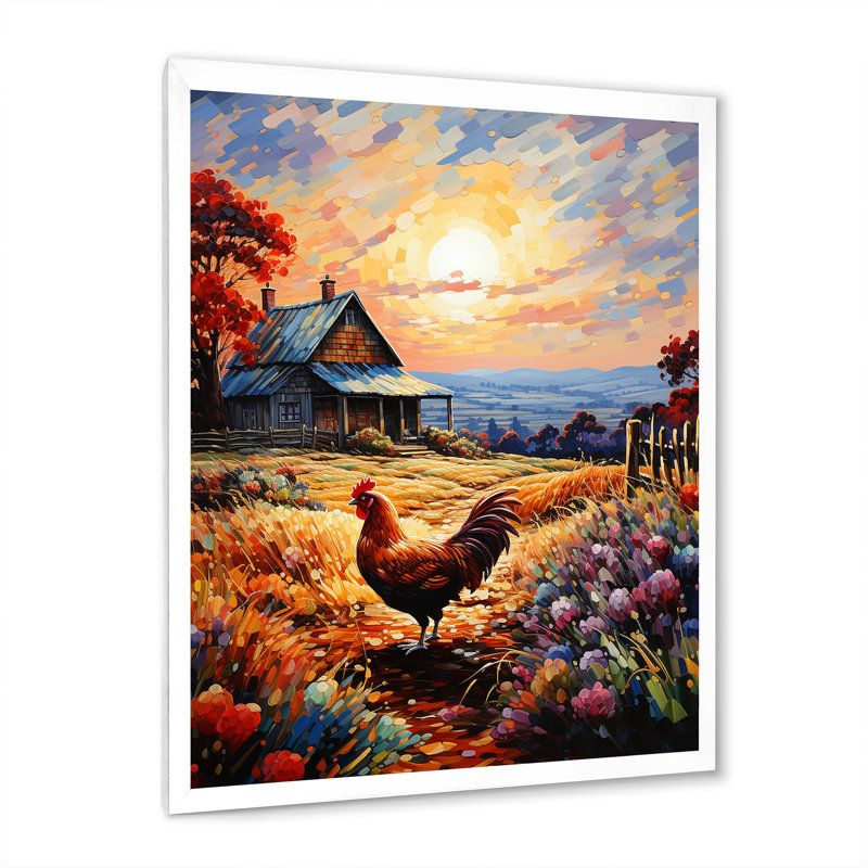 Aylamae Roaster Barnyard Serenade III sur toile, H 20 po x l 12 po x P 1 po, Impression blanche sur toile encadrée
