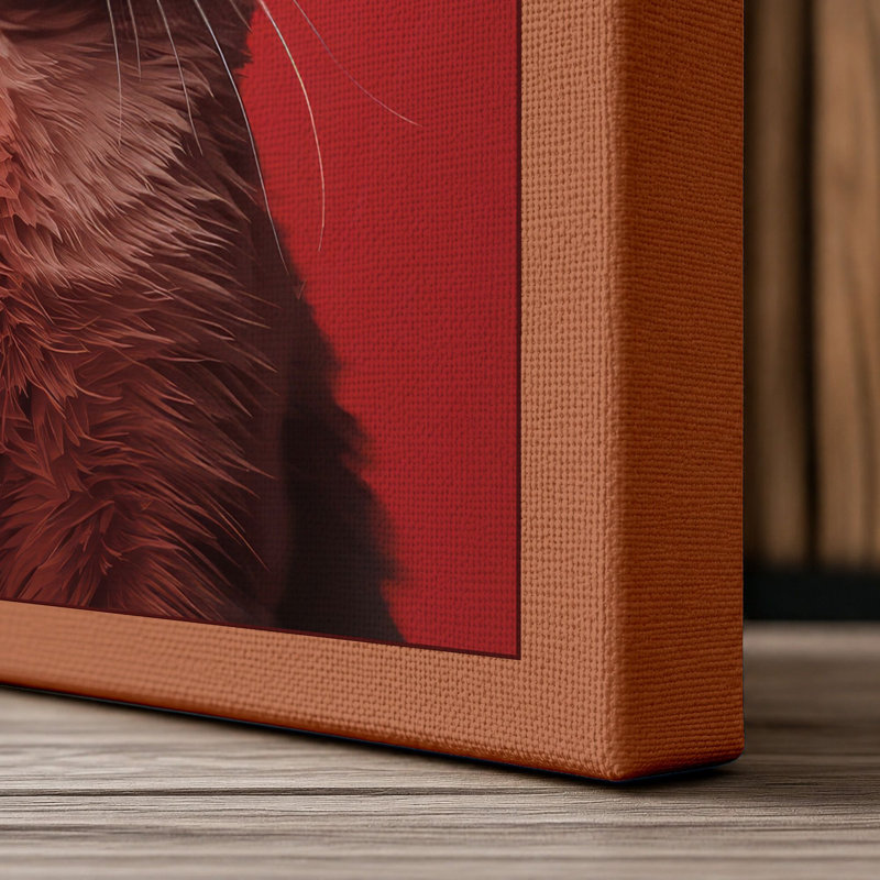 Cool Cat Sunglasses Modern - Wrapped Canvas, 36x24 - 91.4 x 61.0 cm, Terracotta Border