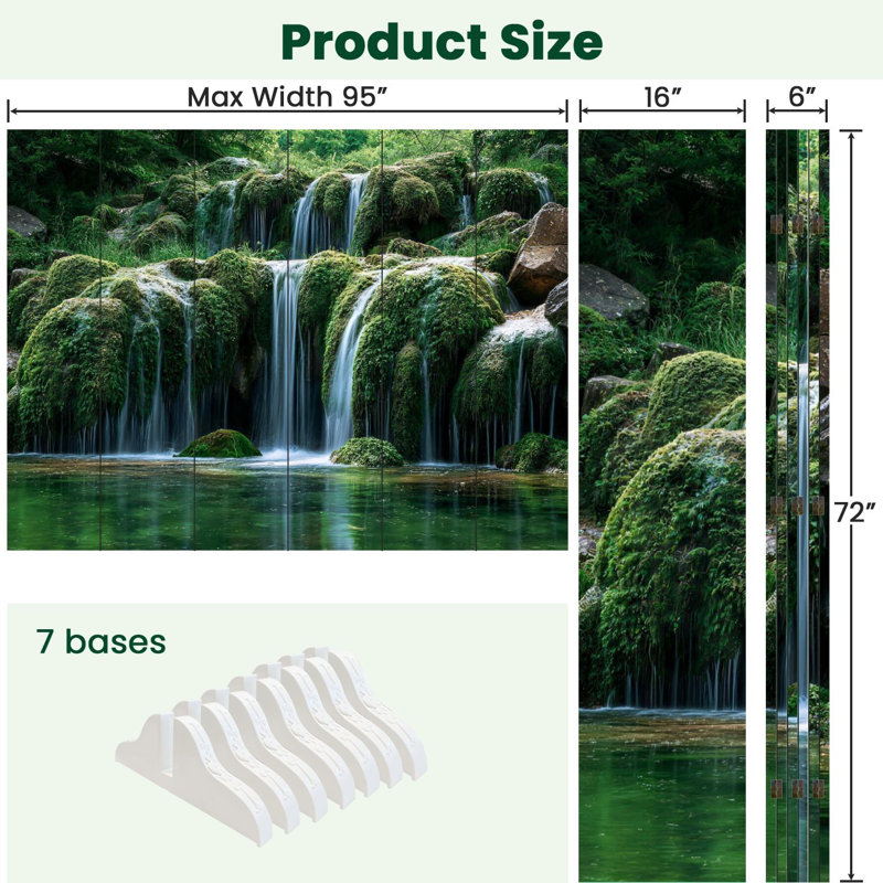 Cloison pliante 6 panneaux paravent Royal Waterfall, 6, H 71 po x l 96 po x P 1 po