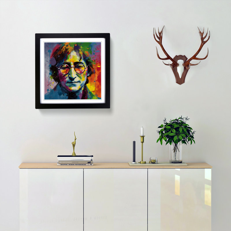 John Lennon Abstract - Framed Print, Black