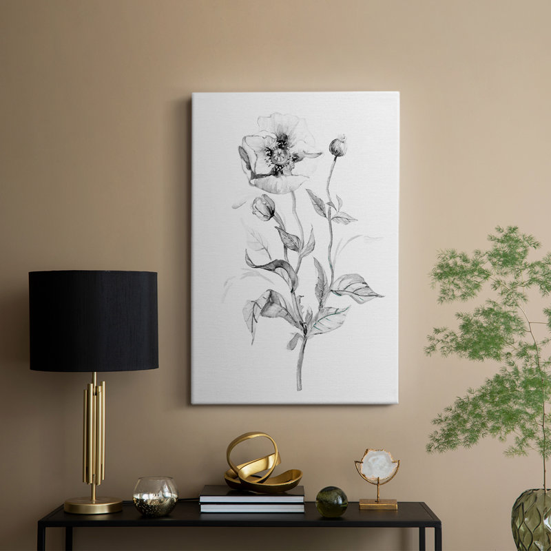 Croquis de coquelicots sauvages - galerie Cavas sur mesure, H 18 po x l 12 po