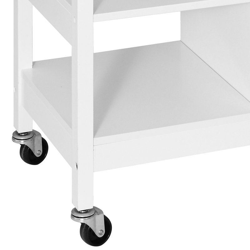 Baveline 27"x15" Classic Kitchen Cart, Kitchen Rack on Wheels with Solid Wood Top, Drawers and Multifunction Racks