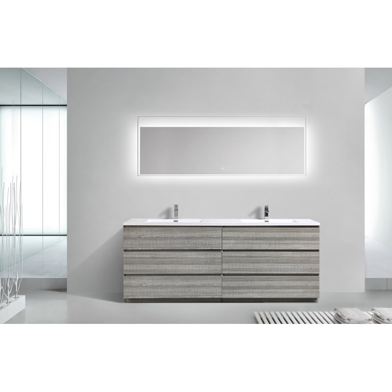 Ensemble de meuble-lavabo double 84 po Bobijo, Gris cendre très lustré