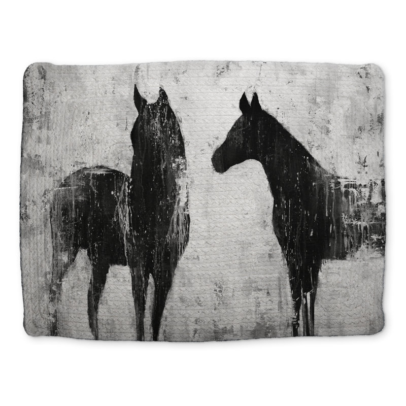 Black and White Horses Placemat | Braided Polyester Decor