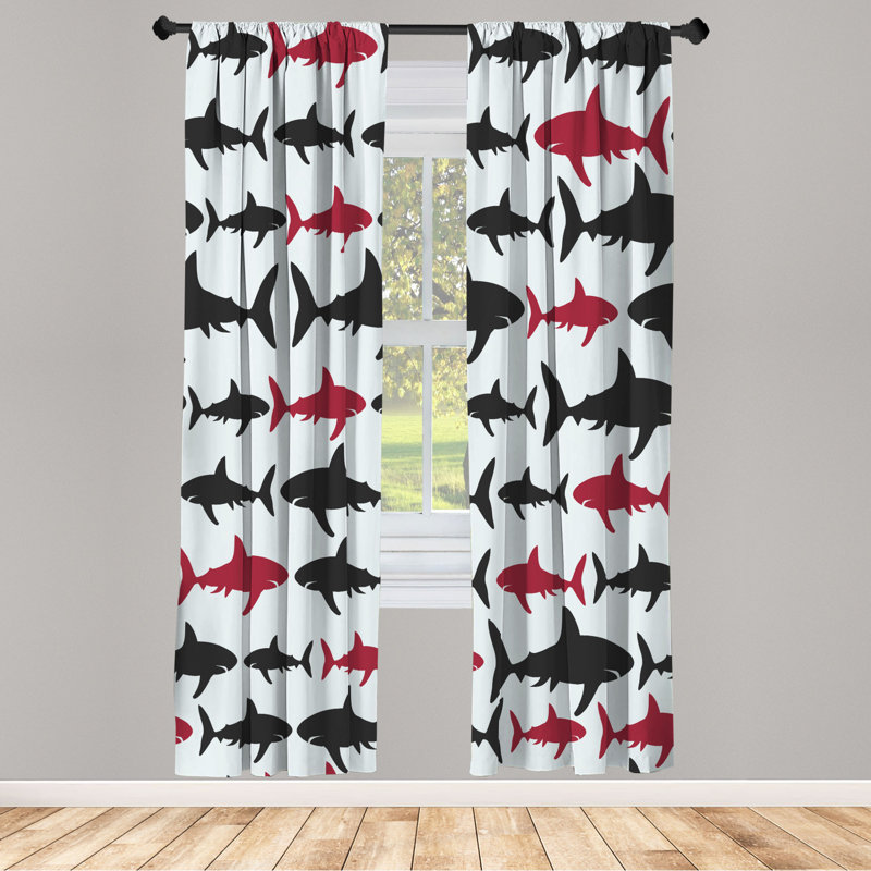 Microfiber Floral Semi-Sheer Rod Pocket Curtain Panels, 28" W x 63" L, Dark Brown/Red/White