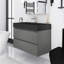 Meuble-lavabo mural simple 36 po avec lavabo en résine noire intégré-229819669